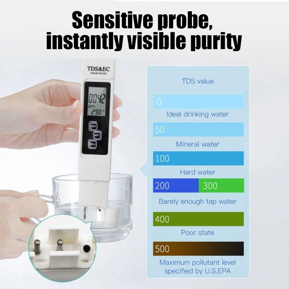 Have Must GIOVANNI Temperature Tester Pen Pure Water Digital EC Meter Portable Purity 0-9990ppm 3in1 TEMP PPM Drink R... - Image 2