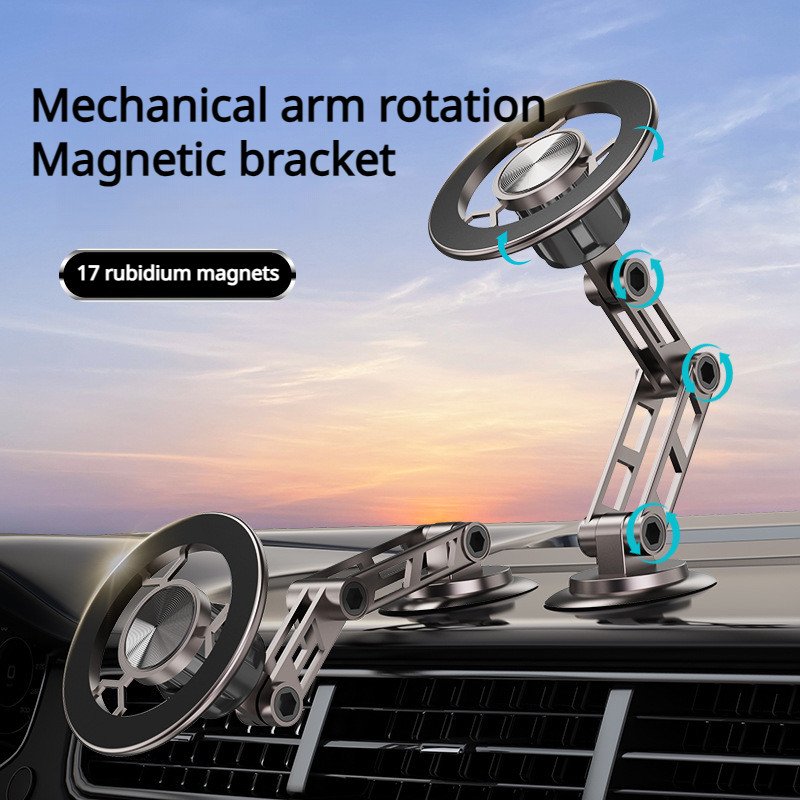 HOT【3 joints 360° rotation/anti-shake】Cell Phone Robotic Arm Holder Magnetic Car Suction/Robotic Arm Cell Phone Holder机械臂手机磁吸支架