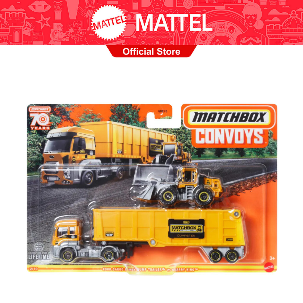 Matchbox Convoy Die-cast Trucks Assortment - MBX Ford Cargo Dump Trailer with Quarry King