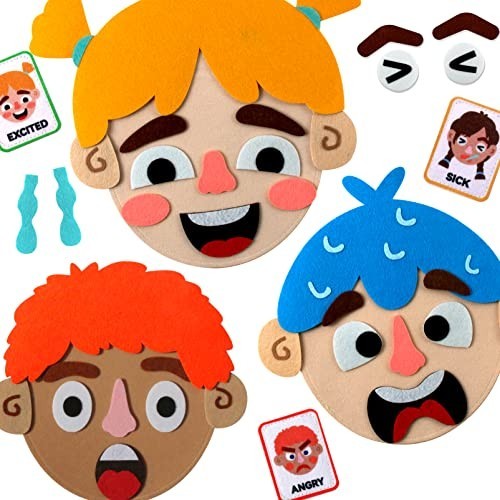86 Pieces Children's Social Emotional Learning Activities-2 Panels 9 Emotional Cards for Making Face Games, Children's Education Sensory Autism Toys Language Therapy Learning Materials