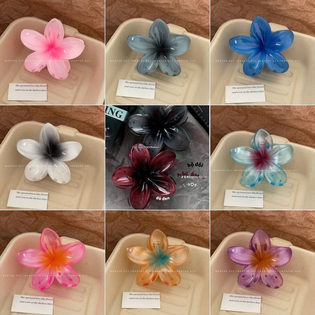 JOJO COCO Hawaiian Plumeria Hair Clip for Women Korean Style Retro Black Red Seaside Vacation Flower Hair Clip
