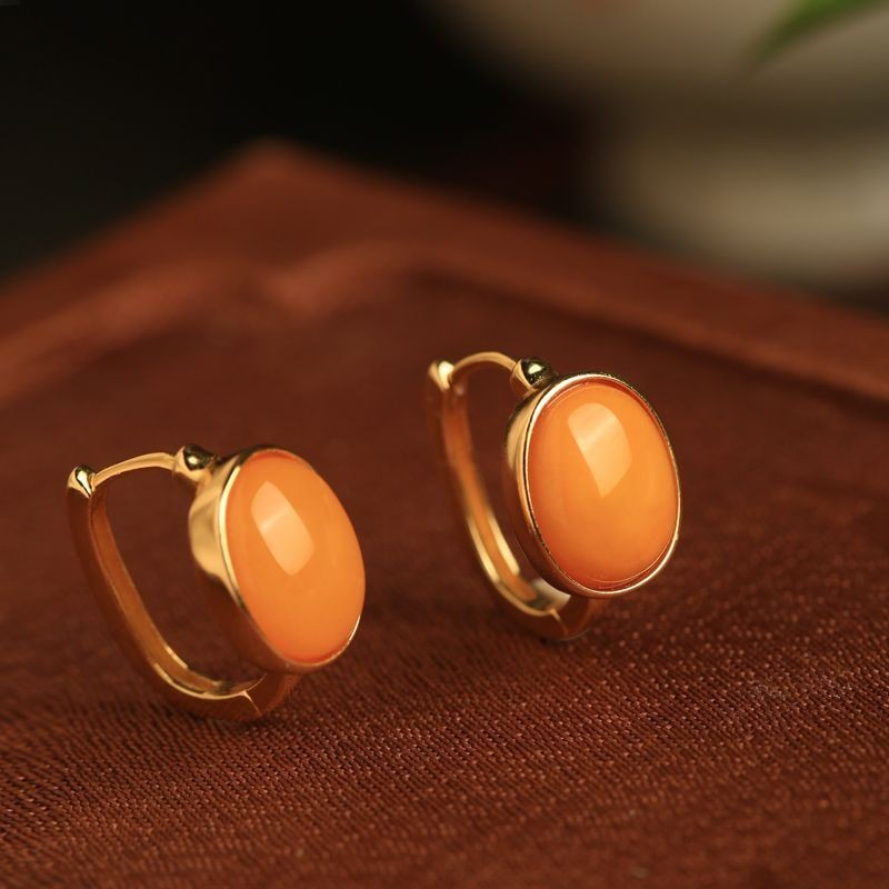 Natural Chicken Oil Yellow Beeswax Earrings Women's High-End Gold-Plated Earrings Gold-Plated Earrings Earrings Earrings Earrings Earrings Earrings Earrings Earrings Earrings Earrings for Women's High-End Gold-Plated Earrings Earrings Earrings 7.3