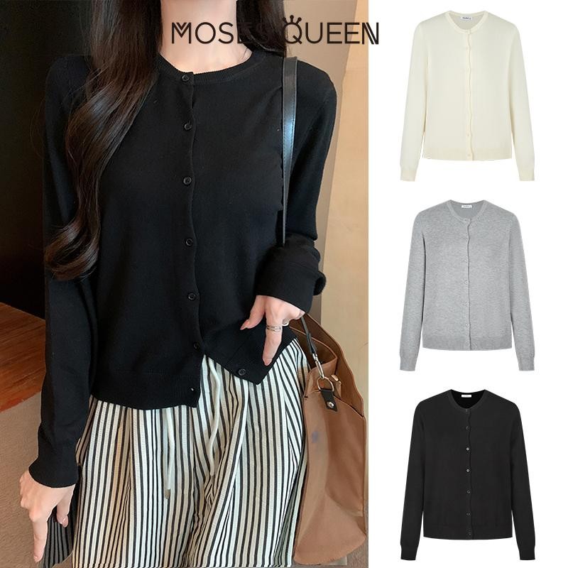 MOSESQUEEN  button Knitted Sweater 2025 New Thin Sweet Slim Versatile Top Jacket #62601