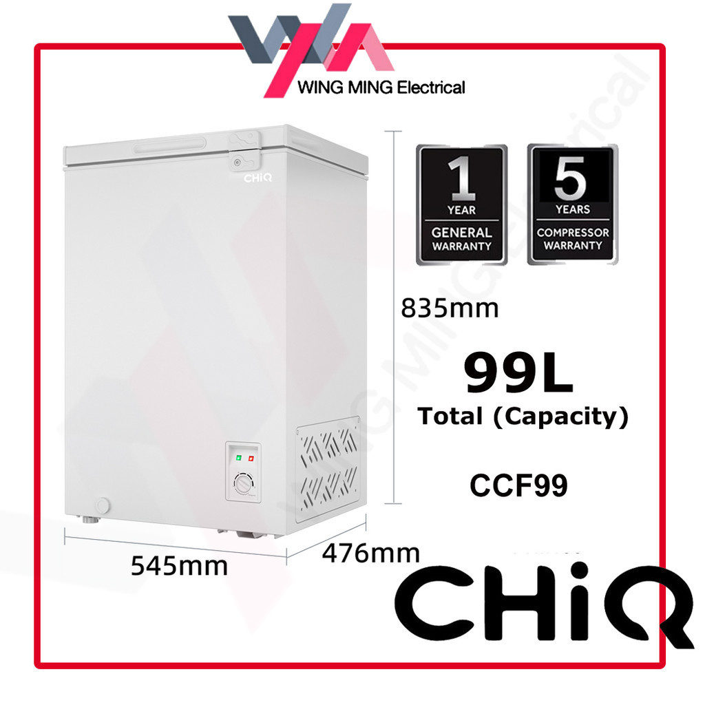 CHIQ 99L Chest Freezer Refrigerator 1 Door/Peti Beku 1 Pintu (CCF99) Peti Beku Freezer Murah/Fridge