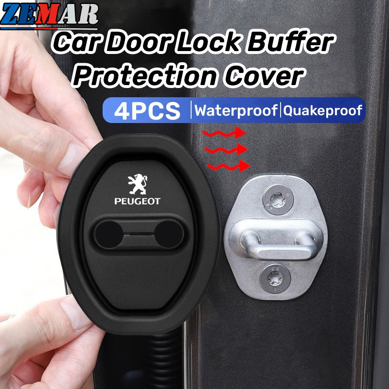 4Pcs Peugeot Silicone Car Door Lock Protection Cover Door Lock Shock Absorber Silent Accessories for Peugeot 206 208 207 307 308 2008 3008 508 408 5008 406