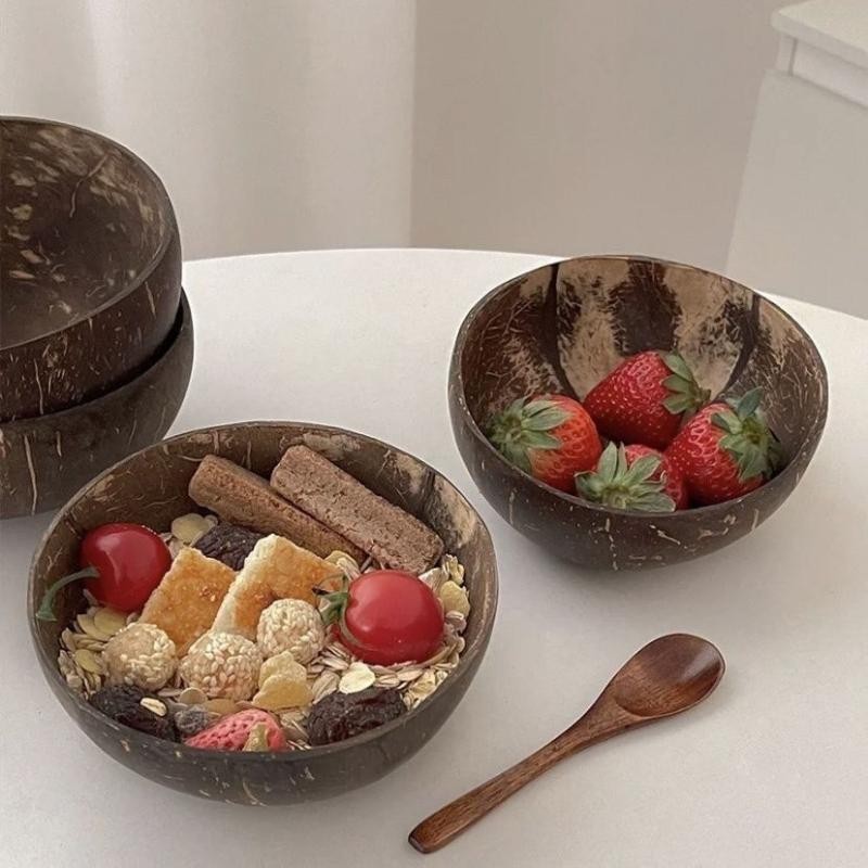 D Coconut Bowl Natural Influencer Coconut Bowl Coconut Shell Bowl Coconut Shell Bowl Cute Dessert Bowl Yogurt Bowl Household Salad Bowl20250304
