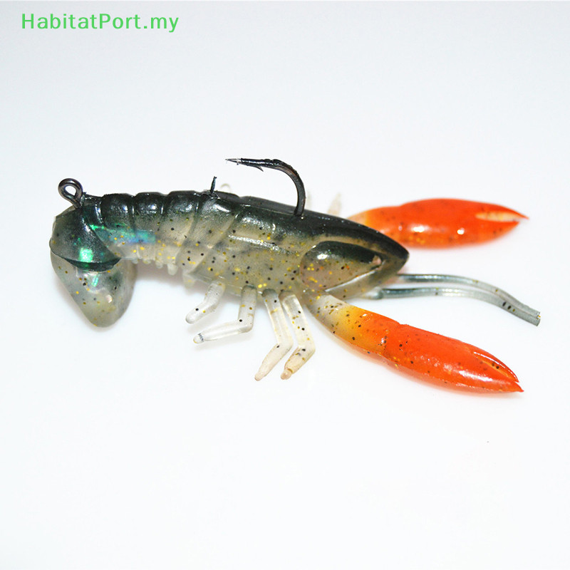 HabitatPort Crayfish Fishing Lures 8cm 14g Soft Bait Soft Lobster Shrimp Claw Bait Crawfish Larvae Artificial Realistic Durable Lobster Tongs Soft MY