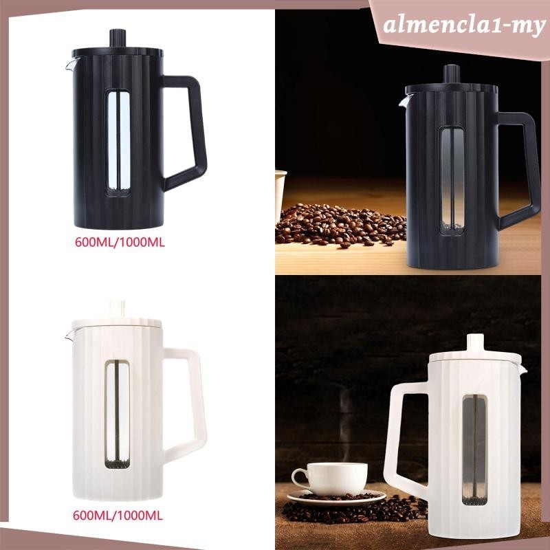 [AlmenclaabMY] French Pressing Coffee Maker Espresso Kettle Milk Foam Frother Coffee Kettle Steel Press for Cafe Home Outdoor 