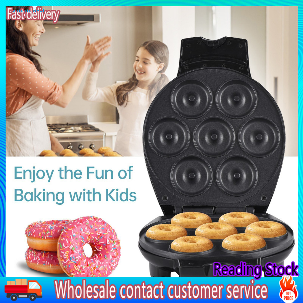 ZH_ Electric Donut Maker Small Donut Maker Electric Mini Donut Maker 7-hole Non-stick Design User-friendly Dishwasher Safe 700w Small Donut Machine Us Plug for Southeast