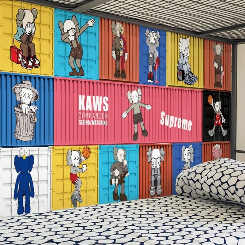 Sesame Street kaws wall stickers trendy brand oversized post Sesame Street kaws wall stickers Street Wear oversized Poster Bedroom Dormitory wall Wallpaper Decorative wall stickers Self-Adhesive/7.2