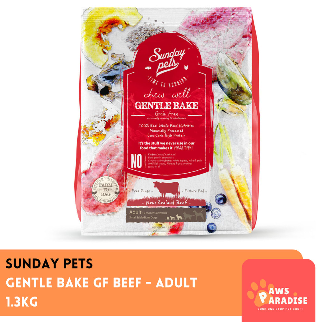 Sunday Pets Gentle Bake Grain Free Beef Adult Dog Food Dog Food/ 1.3KG