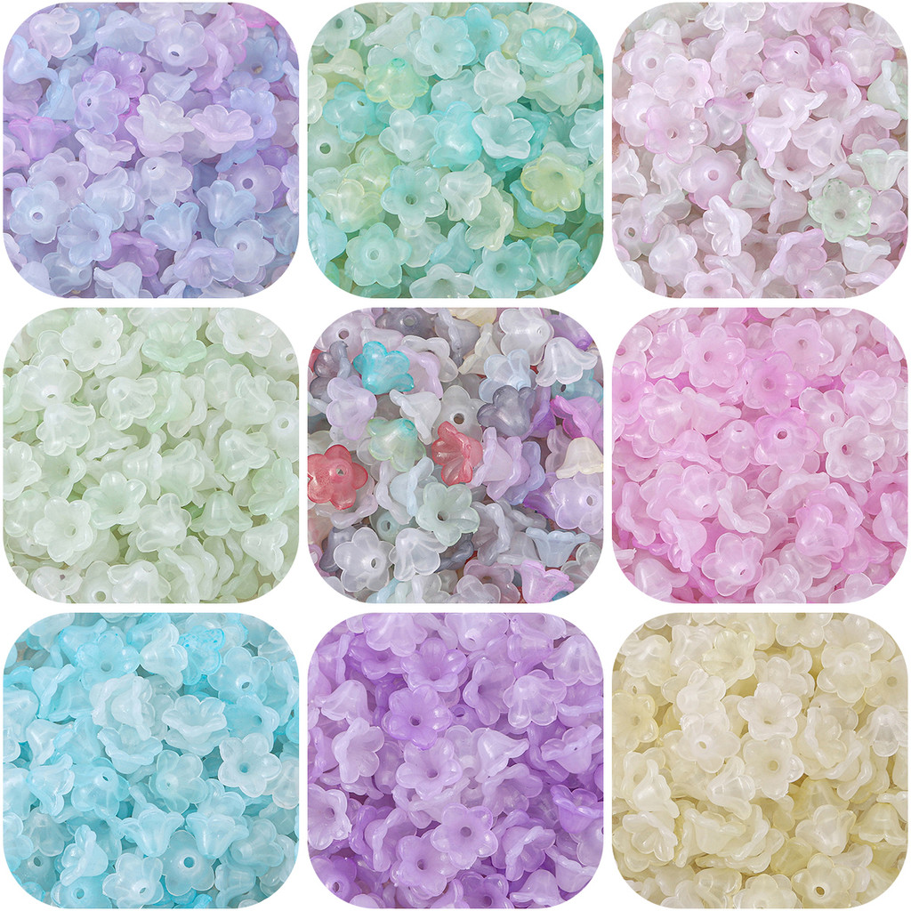 About 100pcs Colorful Gradient Trumpet Flower Lily of the Valley DIY Handmade Hair Accessories Earring Accessories Material
