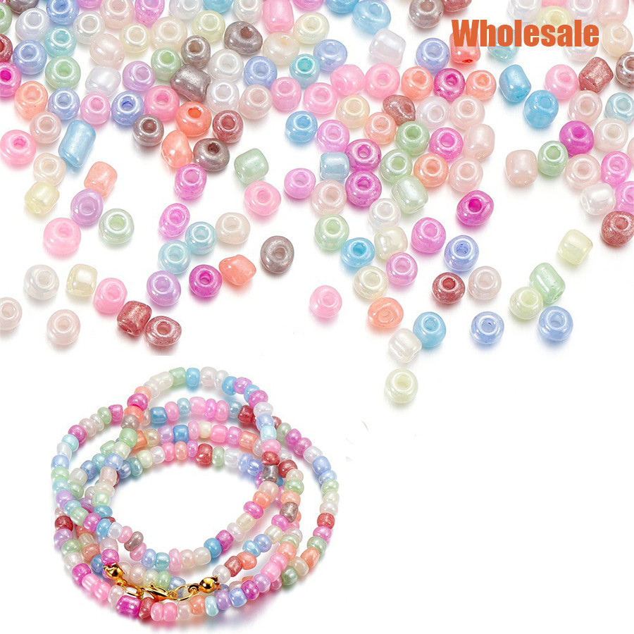 100Pcs 4mm Czech Glass Seed Beads Crafted Candy Cream Color Round Bead DIY Needlework Accessories Handmade Bracelet Necklace Making Jewelry