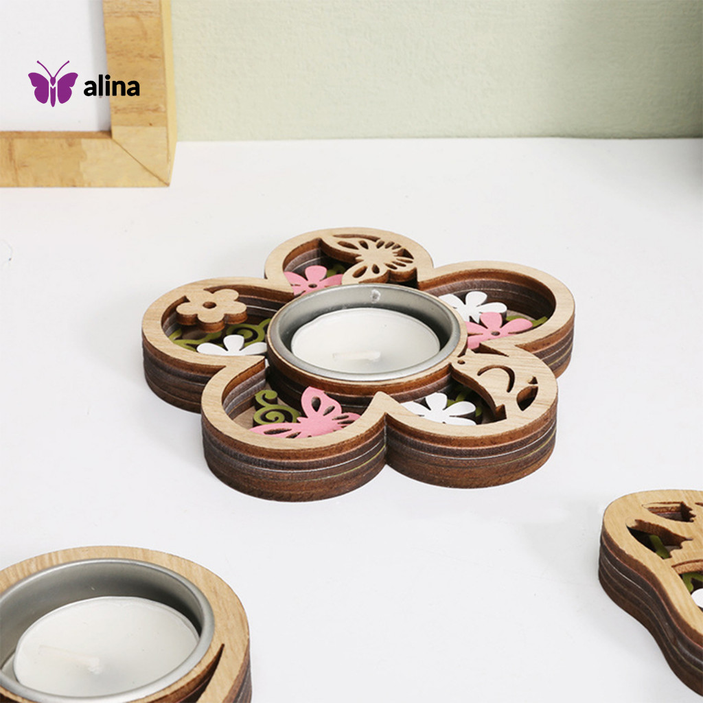 ALINA Living Room Candle Holder Durable Candle Holder Handcrafted Wooden Butterfly Candle Holder Romantic Tealight Stand for Home Decor and Table Centerpiece
