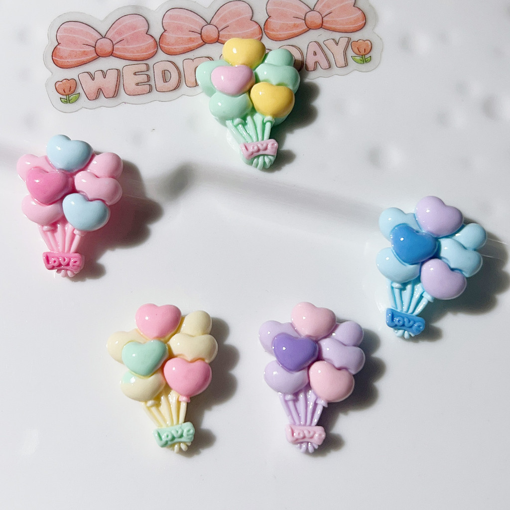 Accessories Key Ring Charm Resin Jewelry Accessories Wholesale diy Hair Accessories Cream Glue Phone Case Clothing Handmade Shiny love Heart Balloons
