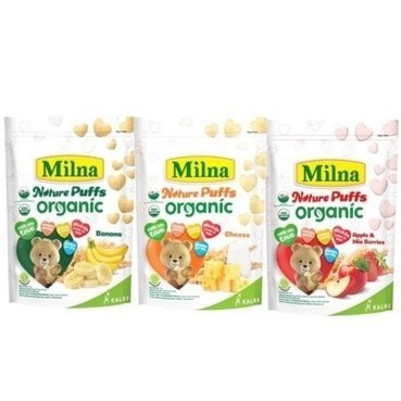 MILNA NATURE PUFFS ORGANIC 15G (APPLE & MIXED BERRIES / BANANA / CHEESE)
