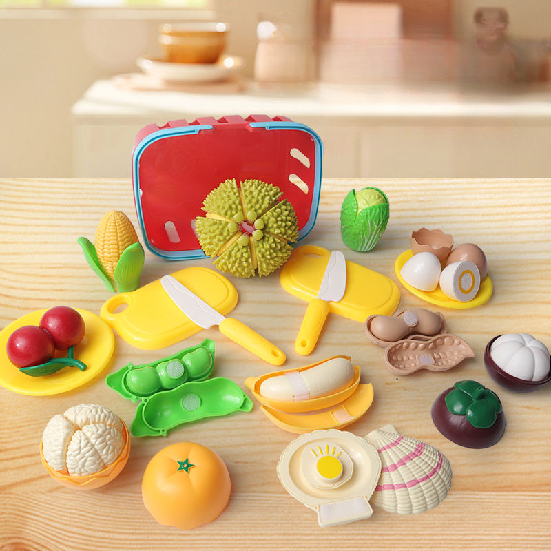 Children's Fruit Cutting Play House Toy Durian Western Food Slicer Basket Suit Boys and Girls Color Cognitive Puzzle