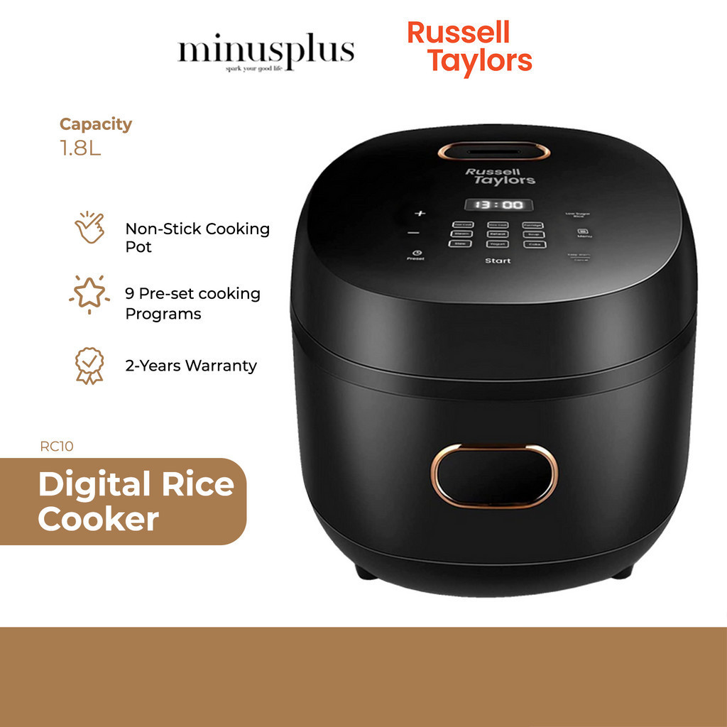 Russell Taylors Sugar Reducing Tech 9 Pre-Set Programs Digital Rice Cooker (1.8L / 900W) - RC10