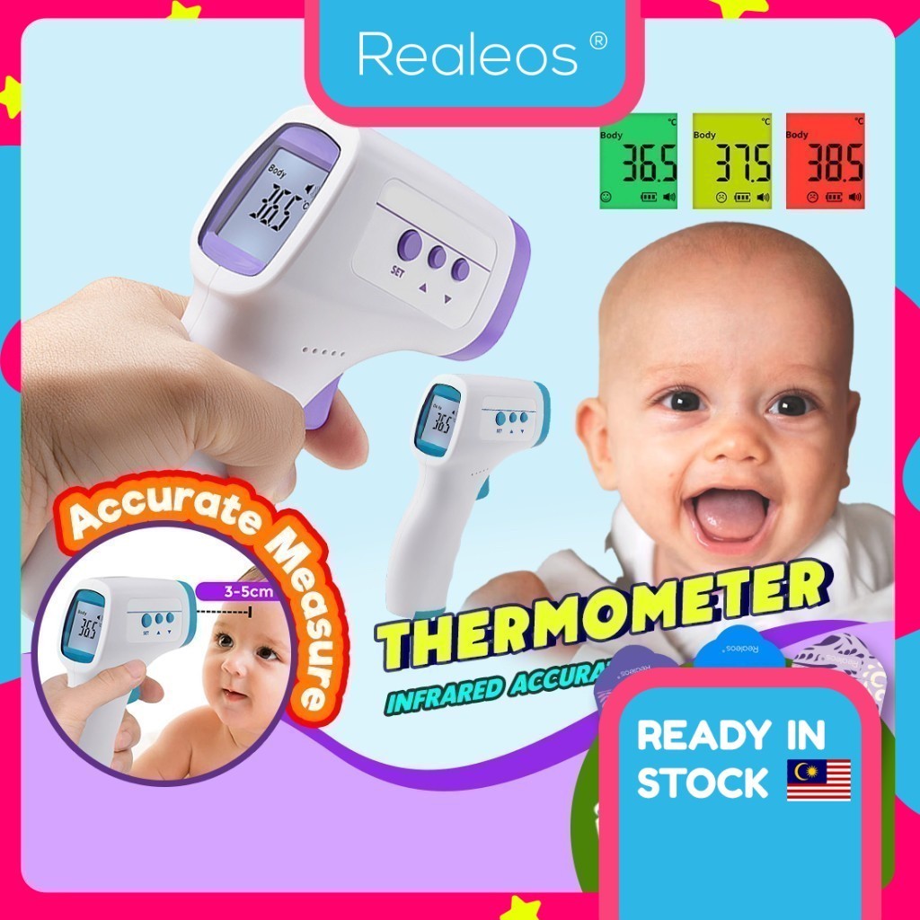 Realeos Baby & Adult Digital Non Contact Infrared Thermometer Forehead Surface Temperature Kids Cek Suhu Badan Demam 温度枪