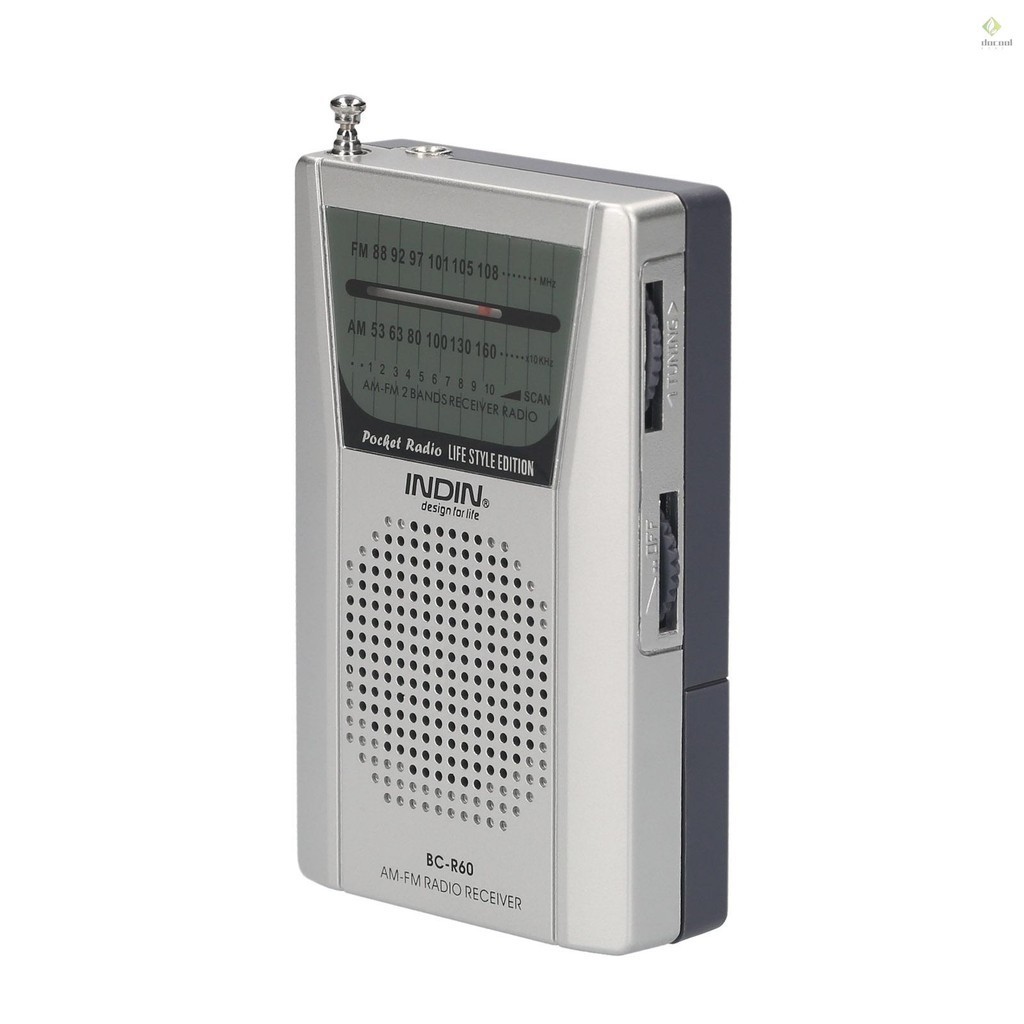 INDIN BC-R60 AM FM Battery Operated Portable Pocket Radio Mini Radio Music Player Operated by 2 AA Battery Wireless Speaker for House & Outdoor