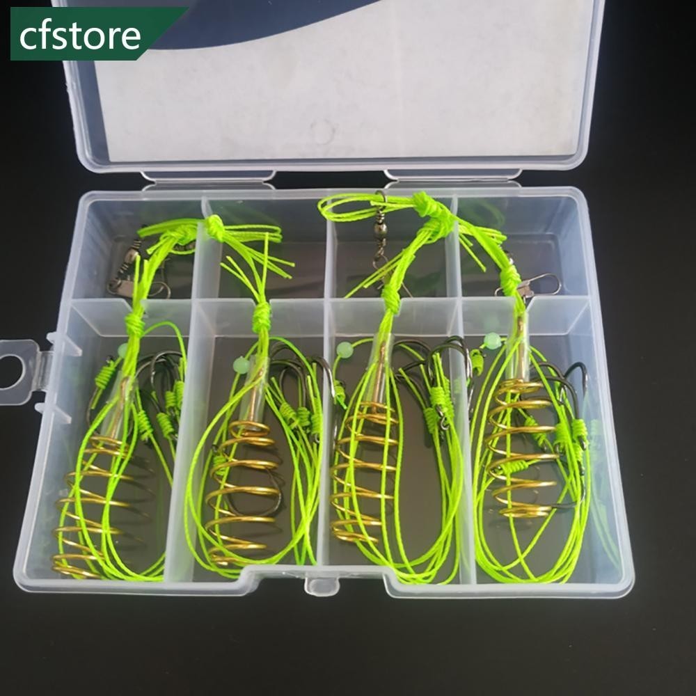 CFSTORE 4PCS Isni Explosive Hook Waist Drum Gold Spring Bait Hook Anti-Winding Silver Carp And Bighead Fish Group Fishing Gear Accessories F3Z5