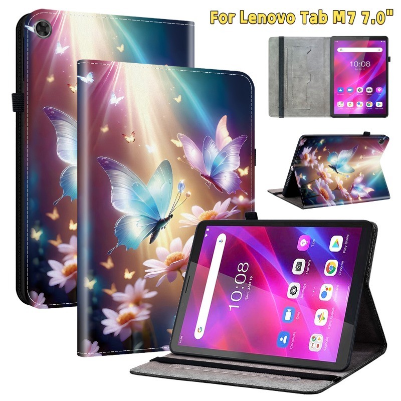 Lenovo Tab M7 2nd Gen M7 3rd Gen 7.0" Case TB-7305X/F  tb-7306f Tablet Casing Fashion Cartoon Pattern PU Leather Cover Stand Flip Card Storage Shockproof Silicone Protective Shell