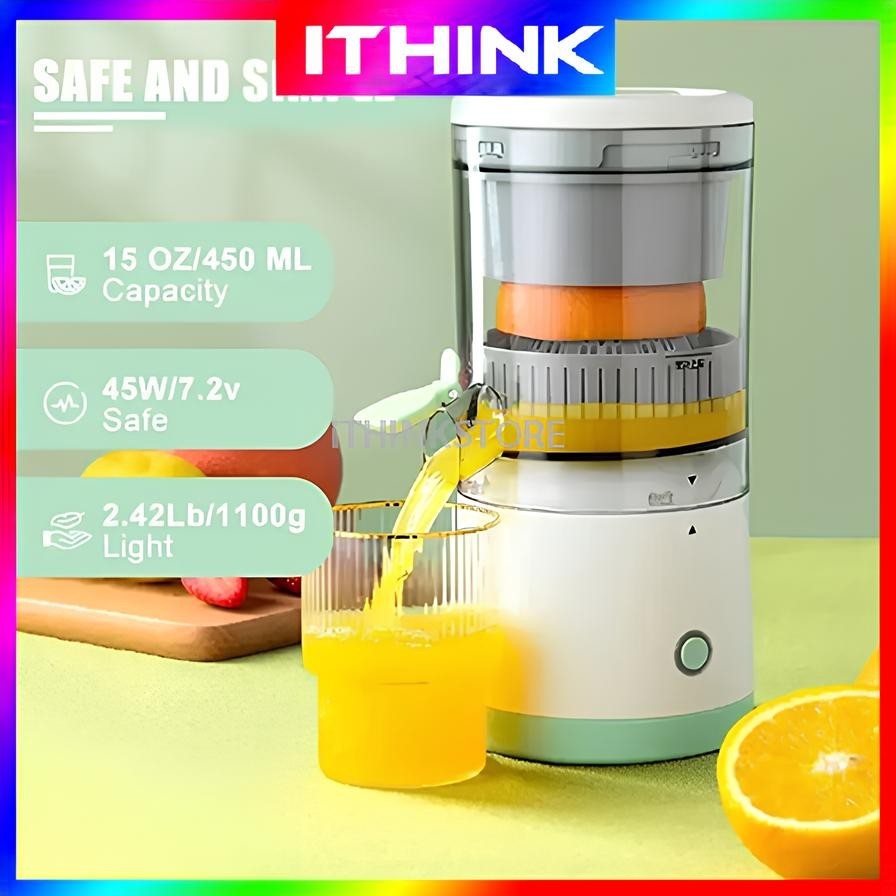 Electric Cordless Citrus Juicer Machine With Tap 2400mAh USB Rechargeable Hands-Free Portable Fruits Juice Maker Blender