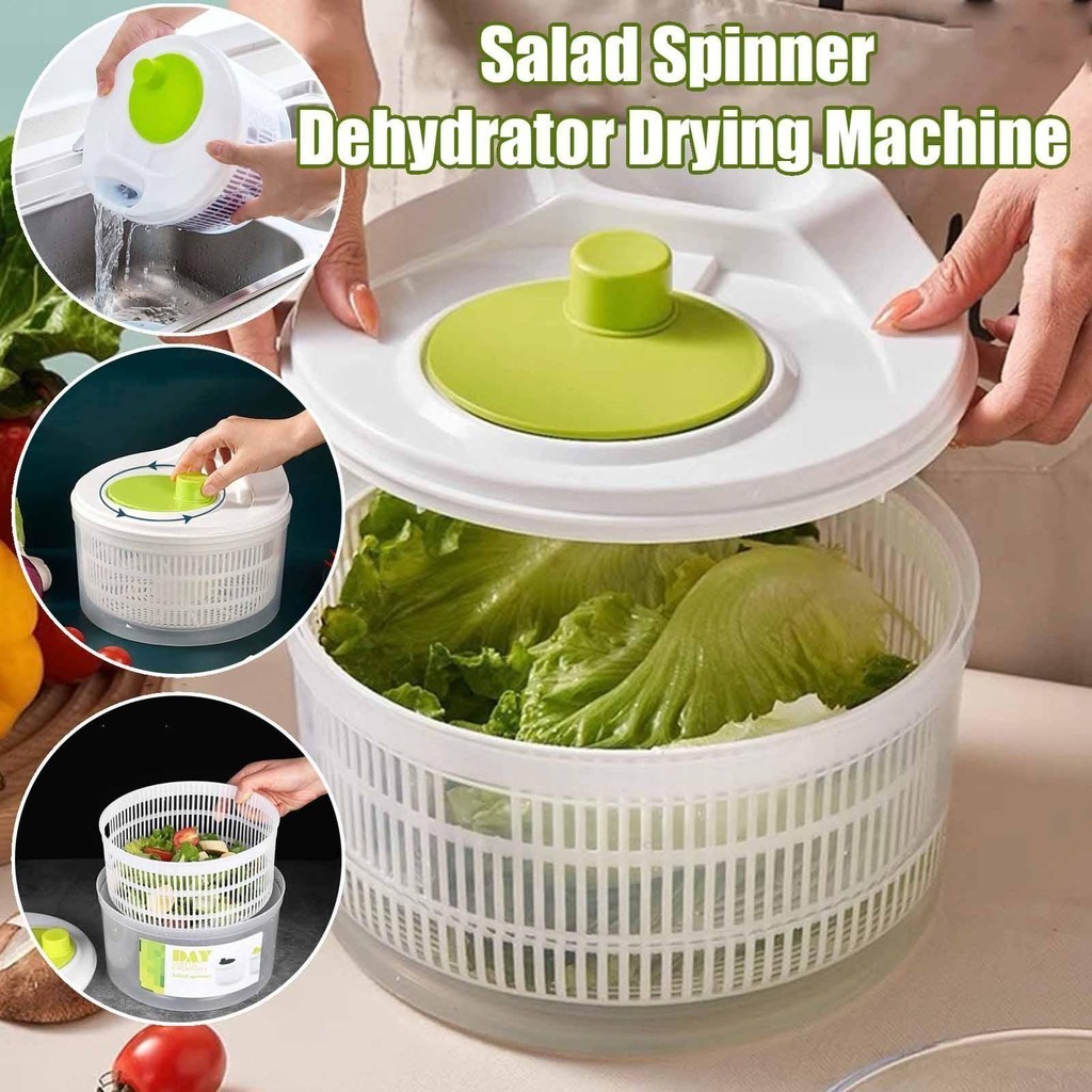 Salad Spinner Dehydrator Drying Machine Vegetable Dryer with Bowl Fruit Manual Throwing Basket Kitchen Tools Vegetable Washing Basin bunvermy