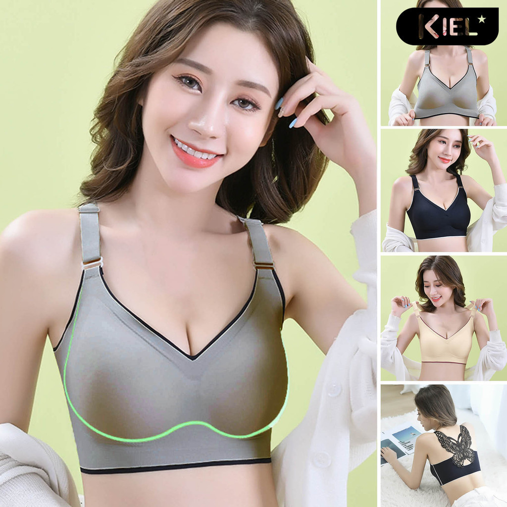 [KL]Women Bra Breathable No Trace Lace Gathering Everyday Wear Nylons Tank Top Butterfly Beauty Back Bra for Women