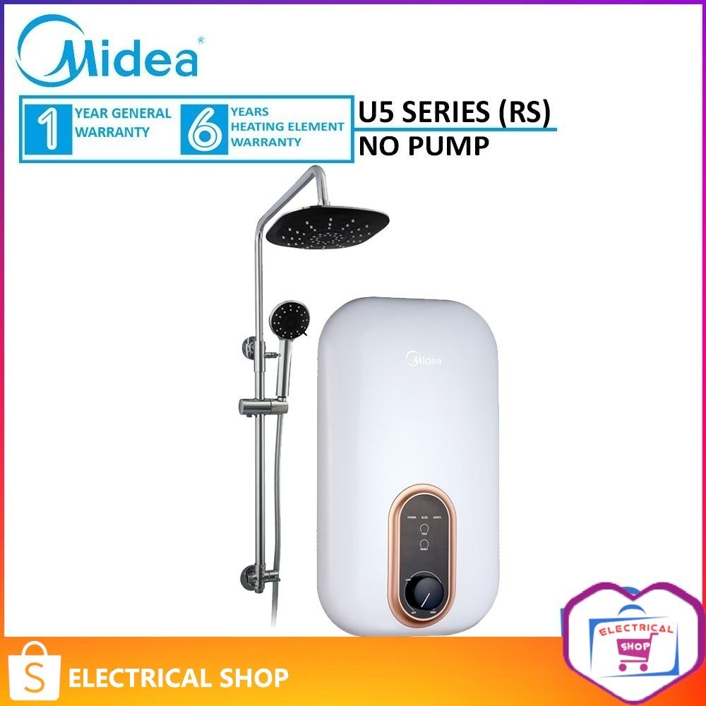 Midea Water Heater - Rain Showerhead Without Pump MWH-38U5-RS-WT