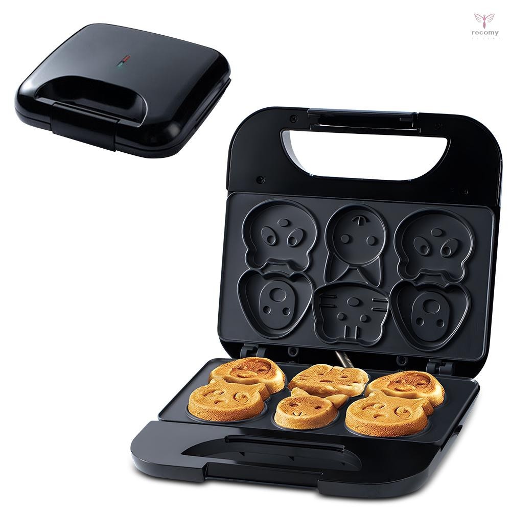 Animal Mini Waffle Maker Make 6 Different Cat Dog Shaped Pancakes Electric Non-stick Waffler Iron Fun Breakfast Gift for Children and Adults