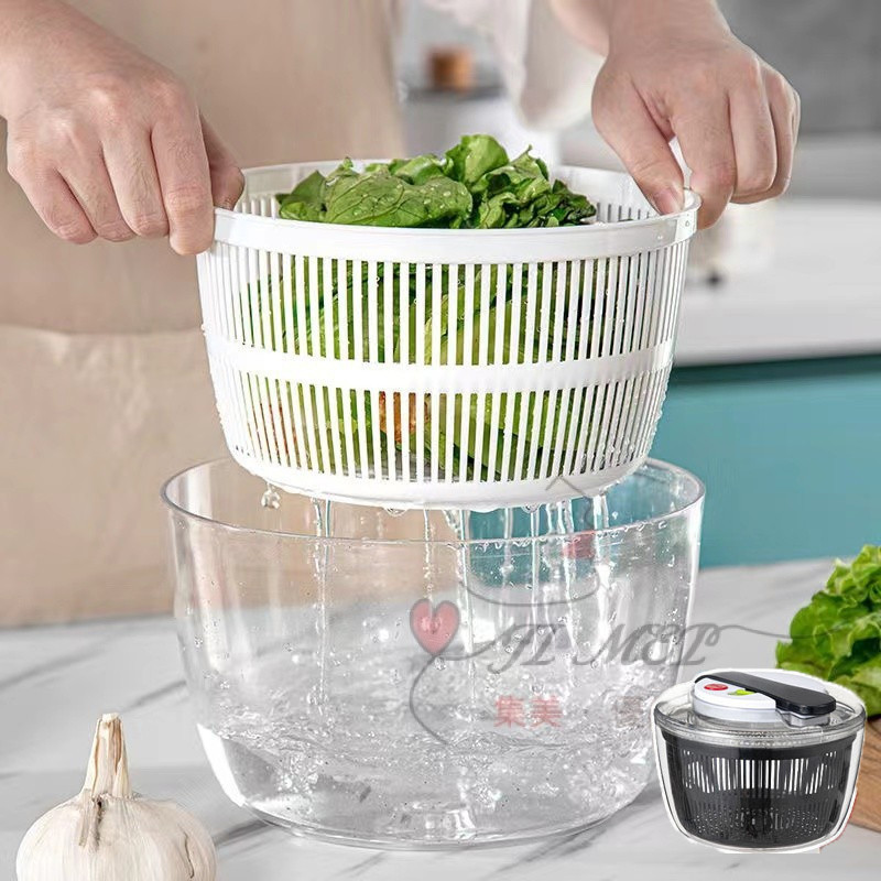 Rotary Salad Spinner Dehydrated Dryer Vegetable Fruit Drain Dewatering Basket Cleaner Dehydrator