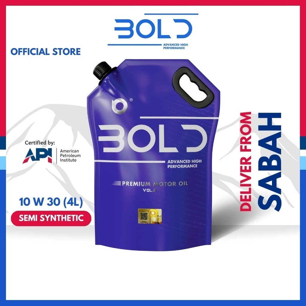 [Sabah] Bold 10w30 3L/4L Semi Synthetic SP Engine Oil Car Lubricant Minyak Hitam Enjin Kereta Perodua Proton Honda