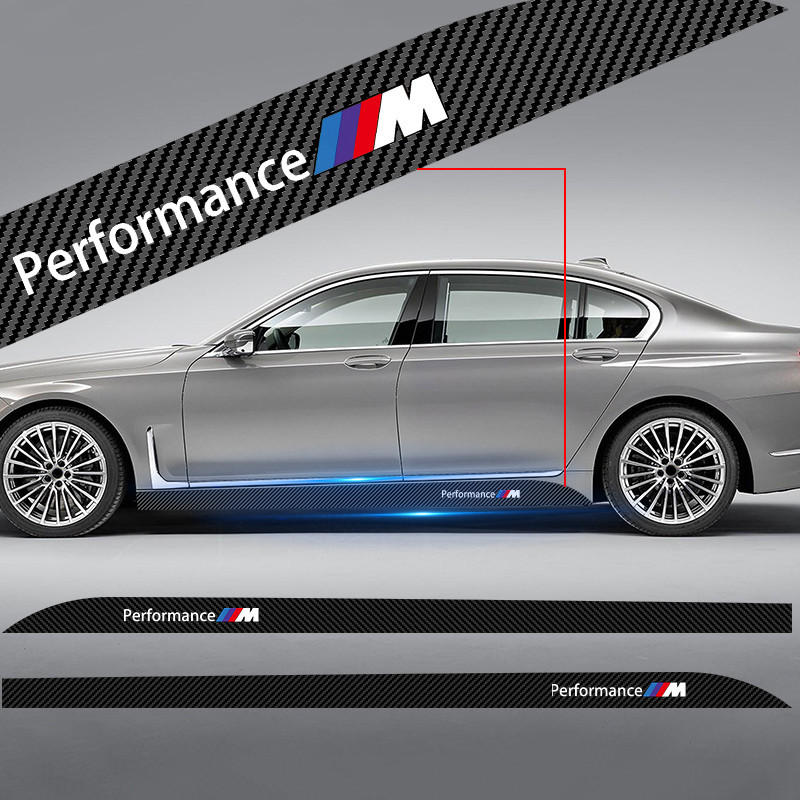 2pcs Car Door Side Skirt Car Body Decal Carbon Fiber Stickers For BMW M F10 F20 F30 X5 X6 X1 M3 M5 M6 E71 F01 F02 F87 Serie1