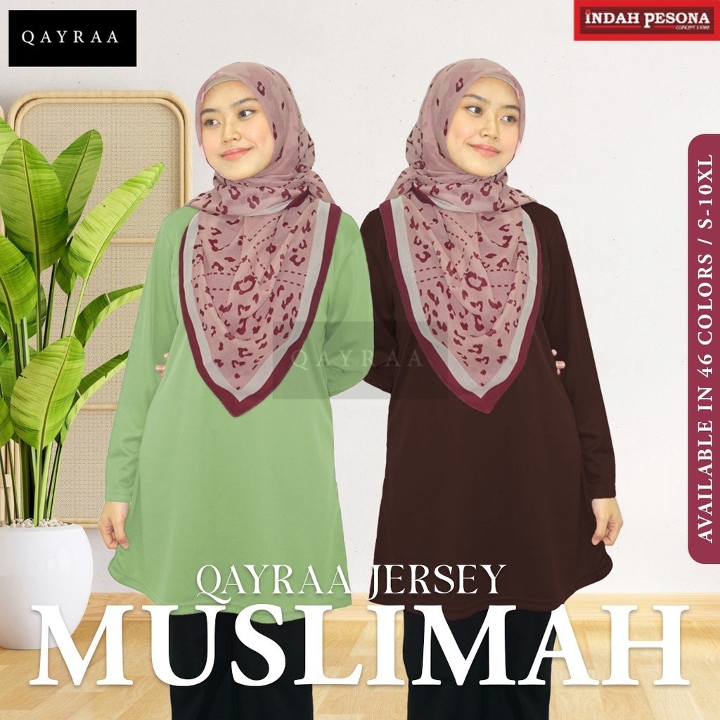 (P3) 2XL-7XL Jersi Muslimah Jersey PREMIUM Muslimah Plain / Baju Wanita Sukan MuslimahBlack Maroon Dusty Rose Red