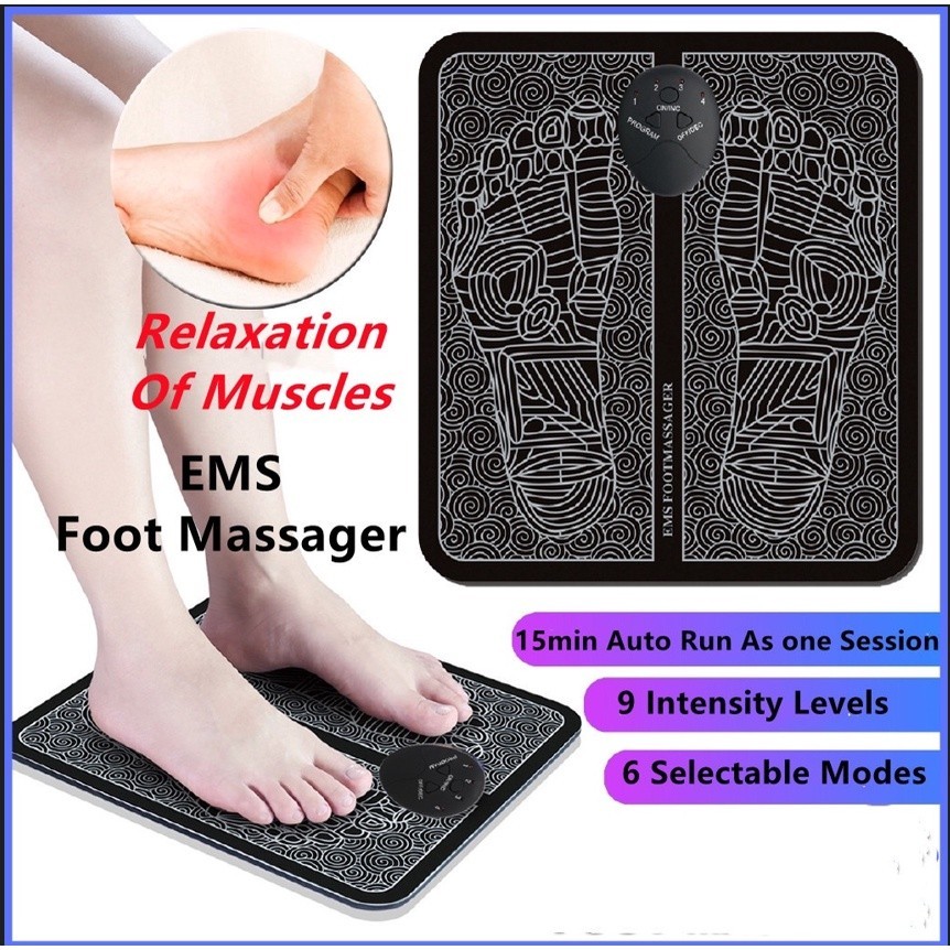 Rechargeable Portable EMS Foot Massager Pad USB Muscle Stimulatior Promoting Blood Circulation Pengurut Kaki