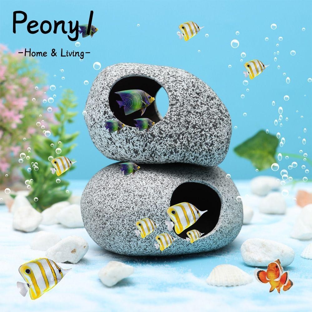 PENY Hideaway Stones Aquarium Cave Decorations Betta Hiding Cave Stones Hidden Cavern Shrimp Cichlid Home Decor Hideout Decor Natural Breeding Fish Tank