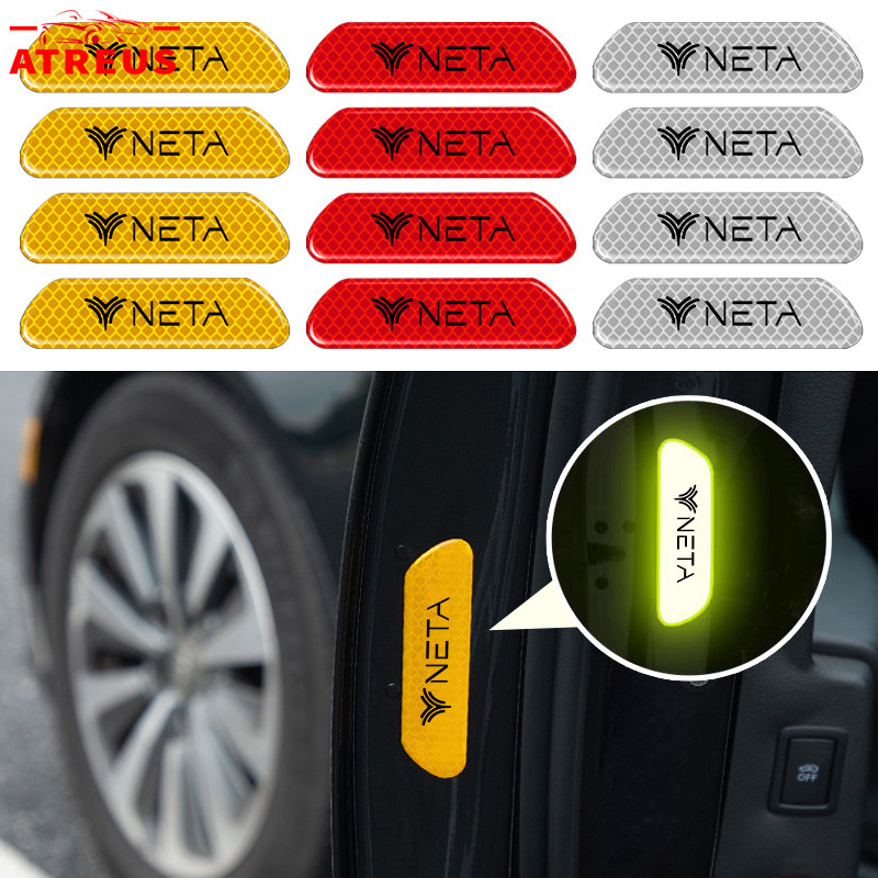 4Pcs Neta V U Pro X Car Reflective Sticker Car Door Stickers Safety Warning Mark Anti Scratch Protection Sticker