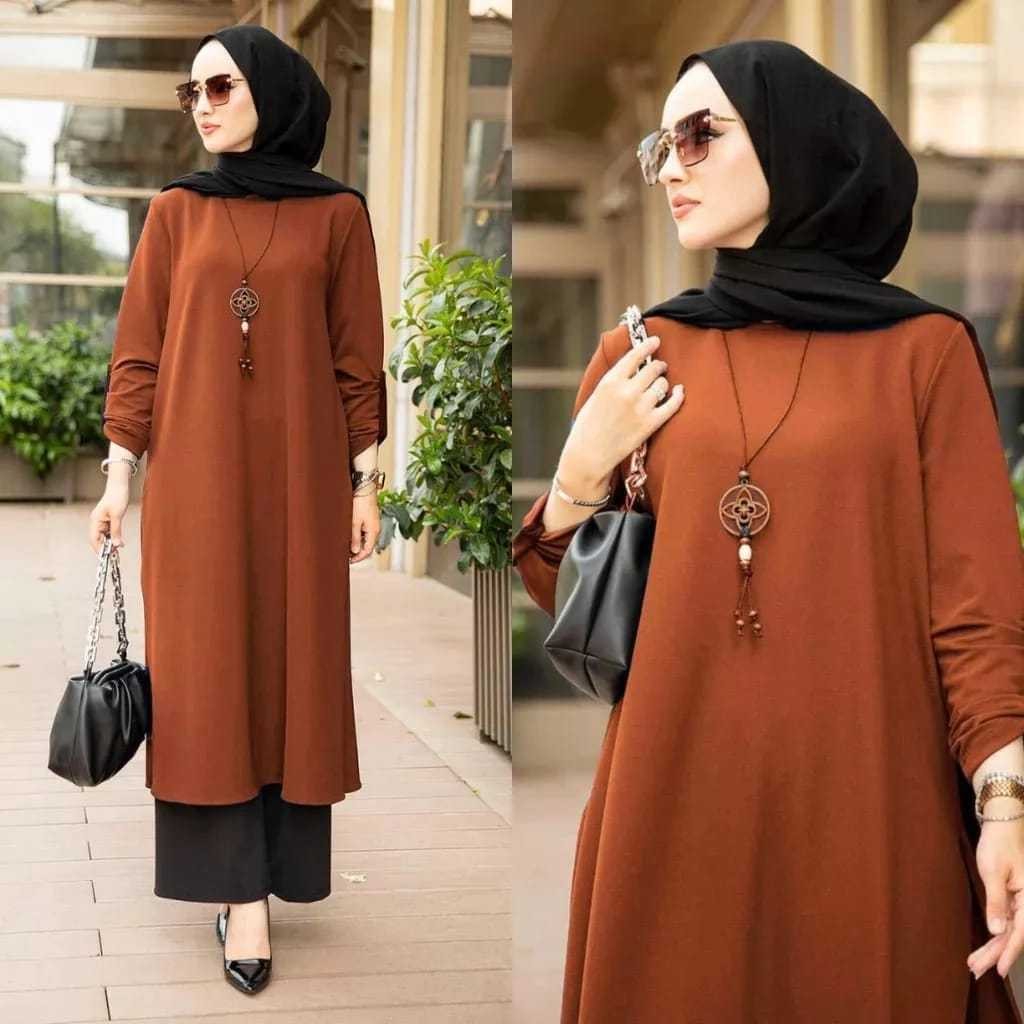 Quality Have Latest long tunic women premium airflow crinkle material 2024 - Image 3