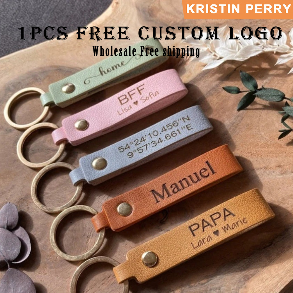 1PCS Free Personalized Leather Keychain PU Engraving Graduation Custom Name Date Wedding Gifts Wholesale Festival Customized Gifts