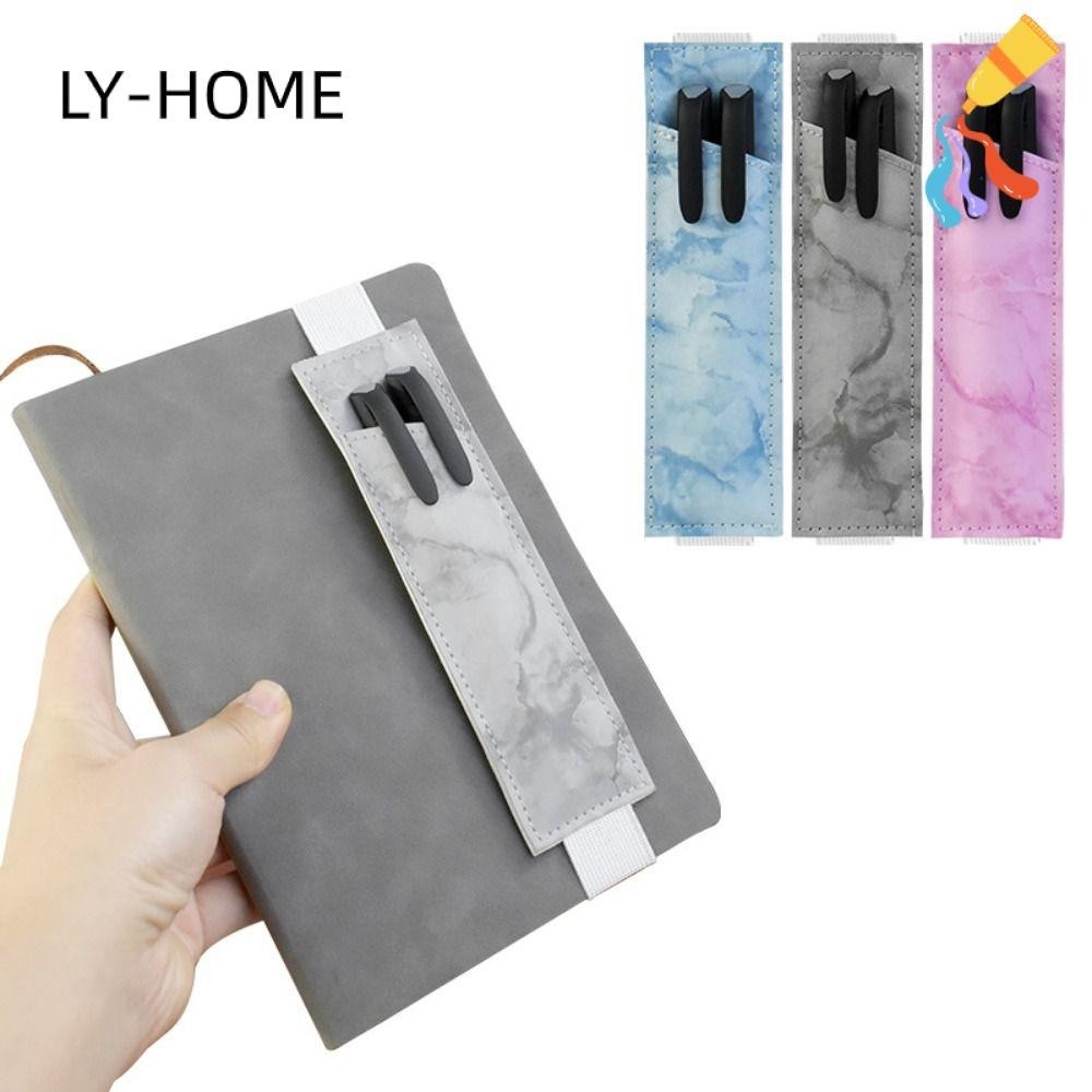 LY School Office Supplies Pen Bags Handcrafted Pen Sleeve Pouch Pen Case Gift Elastic Band Stationery PU Leather Adjustable Pointpen Holder