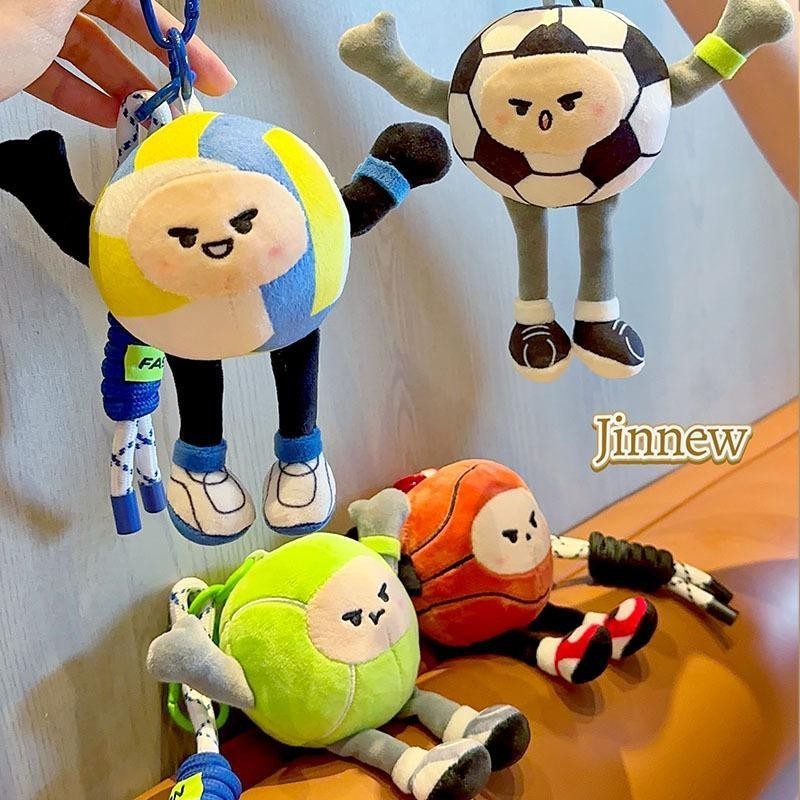 15cm Sports Ball Plush Stuffed Keychain Soccer Basketball Baseball Volleyball Sports Peripheral Pendant Kid Gift decfeyemy