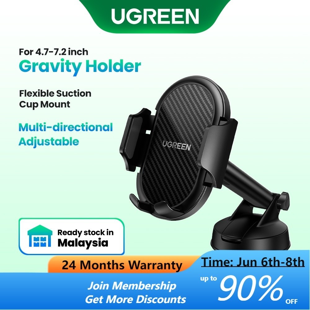 UGREEN Car Phone Holder Gravity Stand in the Car Suction Cup compatible for Iphone Samsung Huawei Oppo Vivo Xiao Mi