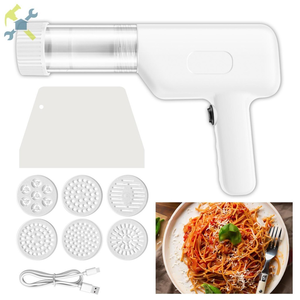 Handheld Electric Pasta Maker 6 In 1 Cordless Pasta Machine 1500mAh Rechargeable Automatic Pasta Maker Machine with Shaping Moulds Portable Noodle Maker SHOPCYC7552