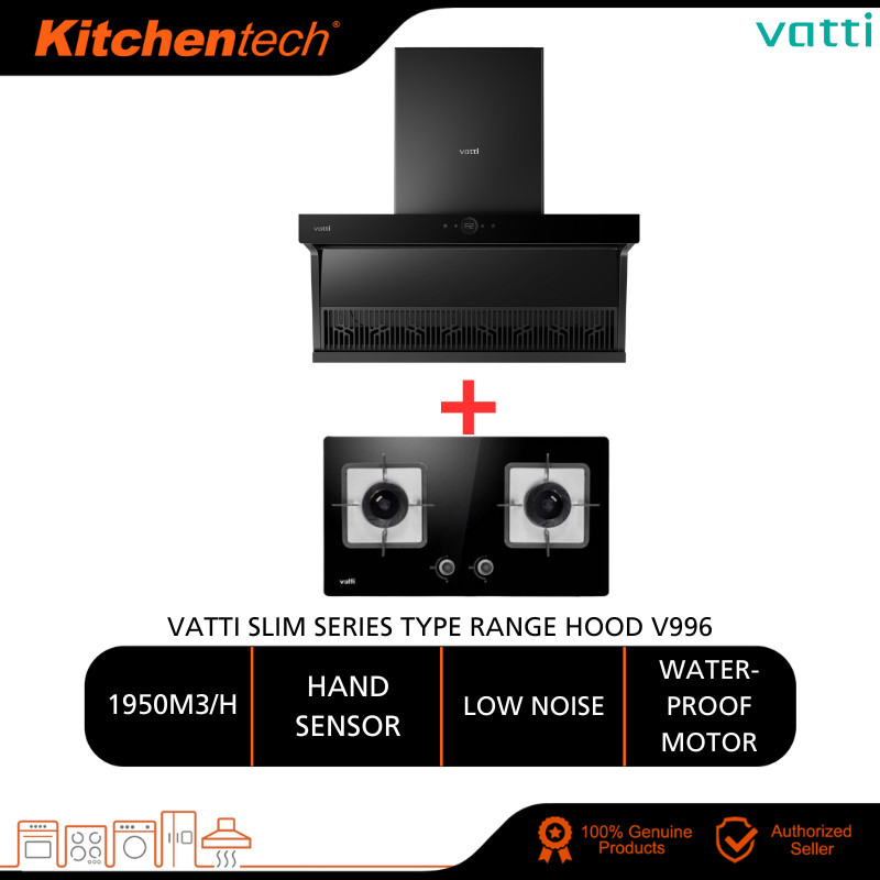 Vatti V996 Slim Series Type Cooker Hood V996 Heater Auto Clean 1950M3/H Smart Range Hood Cerobong Asap Dapur