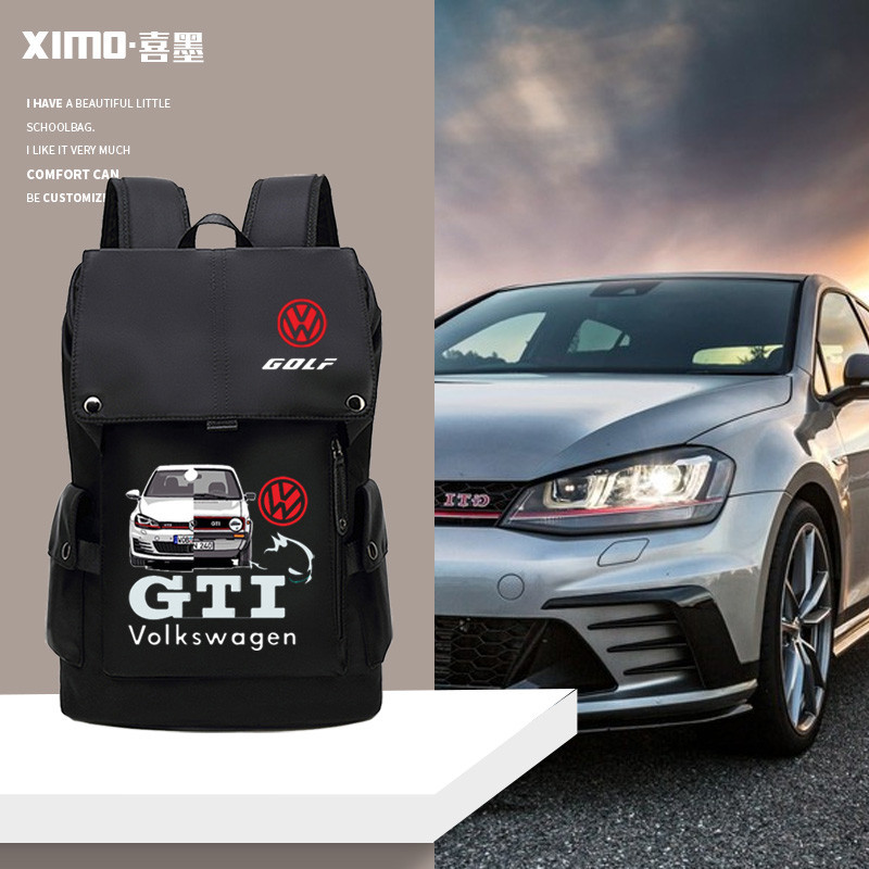 Volkswagen Golf Small Steel Cannon gti Modified Car Merchandise Men Women Backpack Large Capacity Travel Backpack Multi-Purpose School Bag Laptop Computer Bag