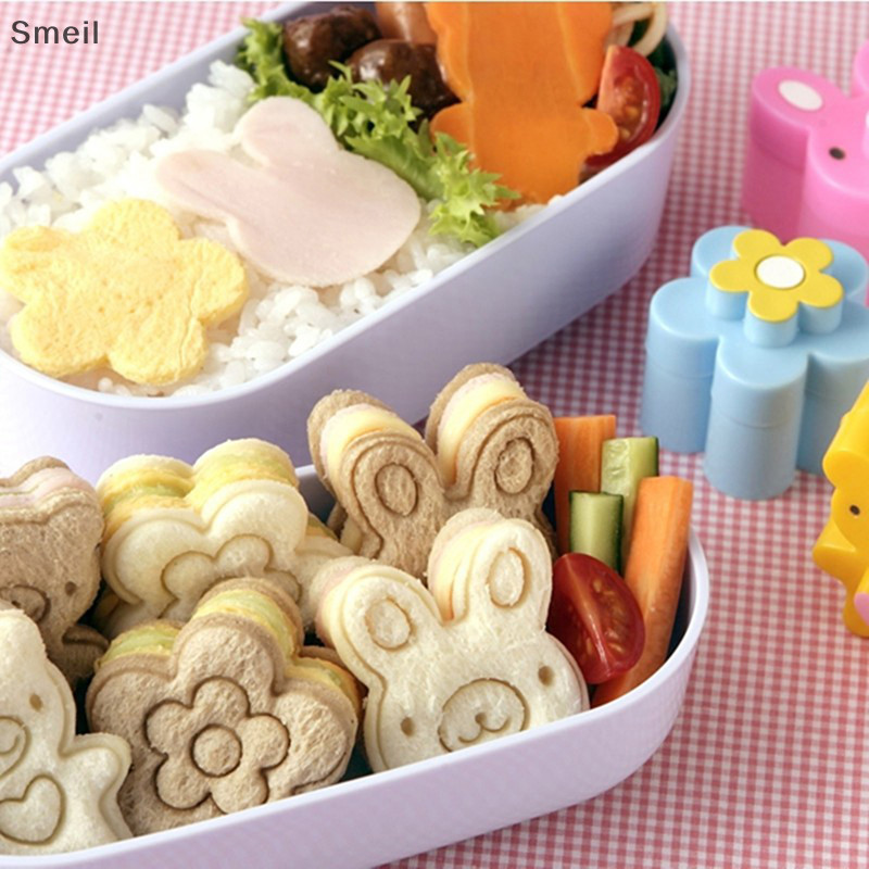 [Sme] 3 PCS Sandwich Crust Cutter Cookie Bread Mold Bento Maker Rabbit Panda Flower Hot sale