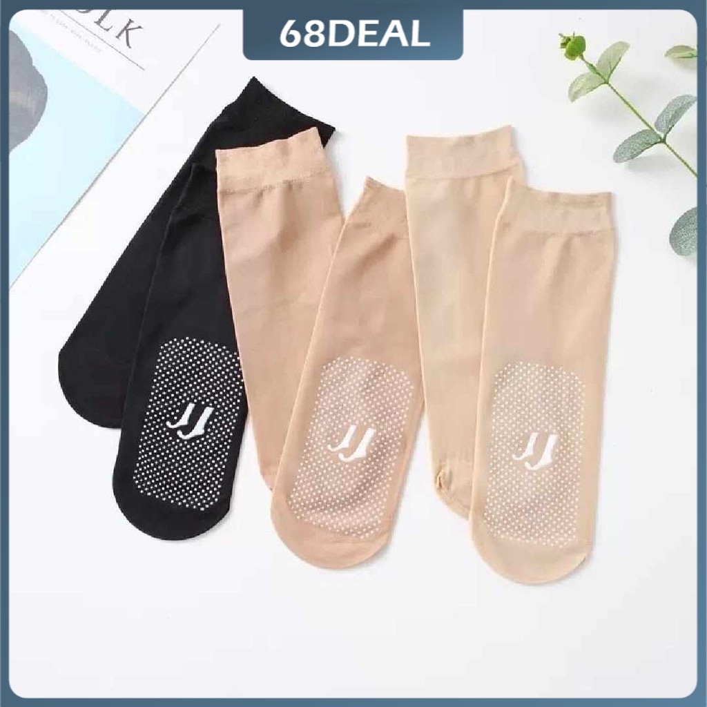 [Johor Stock] Stocking Mid-Calf Summer Ultra-thin Non-slip Silicone Transparent Crystal Silk Socks Anti-hook Invisible