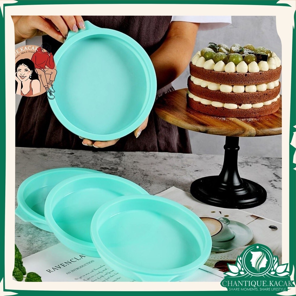 CK- High Grade Round Shape Silicone Pan Soft Bakeware Cake Layered Rainbow Easy Mould Birthday Acuan Kek Bulat Silikon