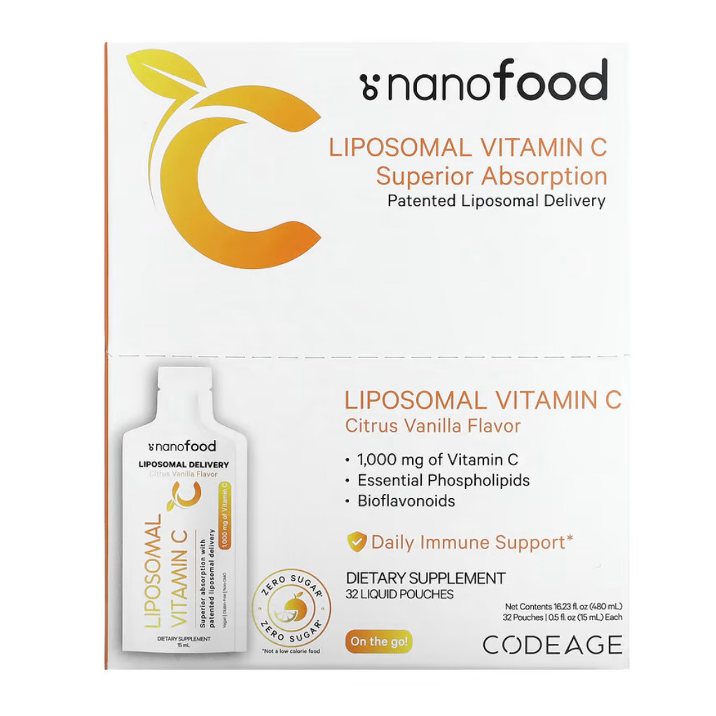 Codeage, Liposomal Vitamin C, Citrus Vanilla, 1,000 mg, 32 Pouches, 15ml each